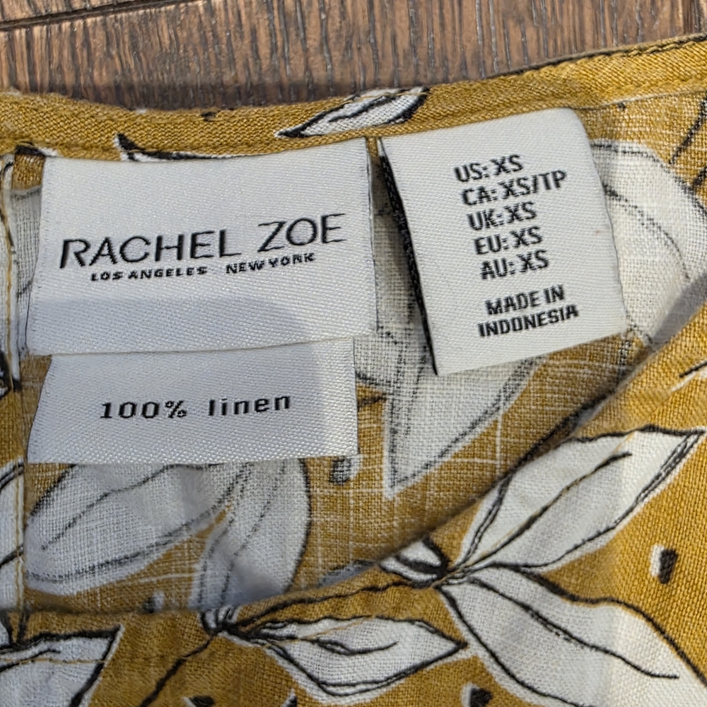 Rachel Zoe Mustard Floral Linen Top